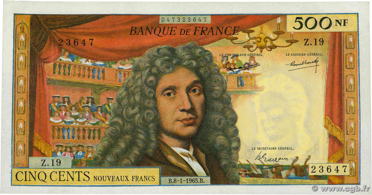 500 Nouveaux Francs MOLIÈRE FRANCE  1965 F.60.08 SPL