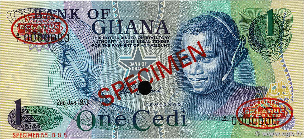 1 Cedi Spécimen GHANA  1973 P.13as NEUF