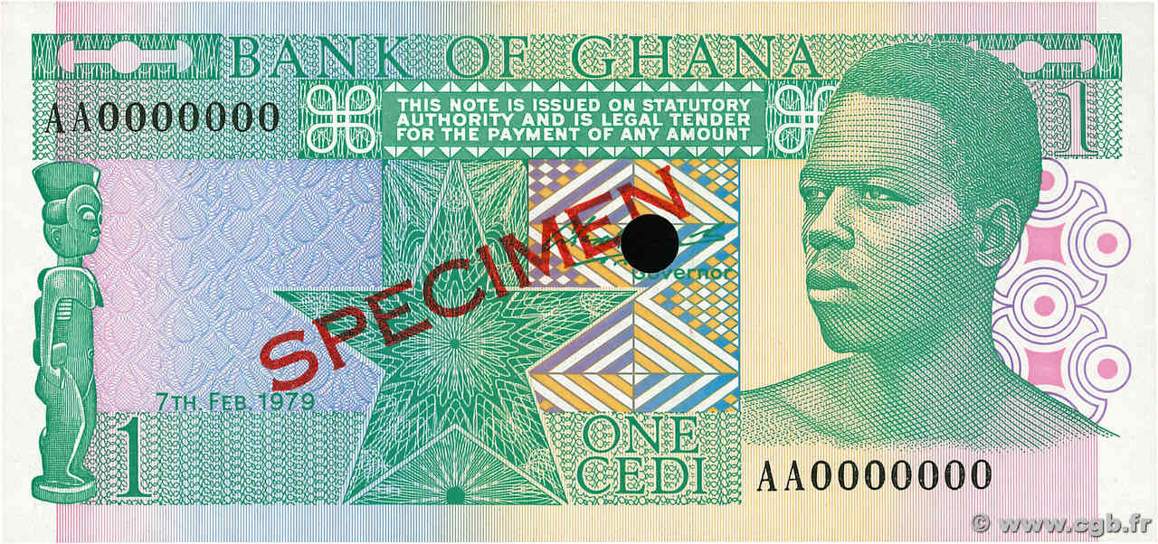 1 Cedi Spécimen GHANA  1979 P.17as ST