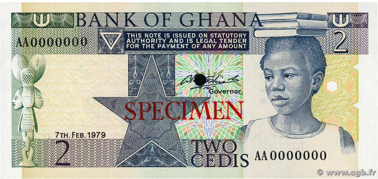 2 Cedis Spécimen GHANA  1979 P.18as UNC