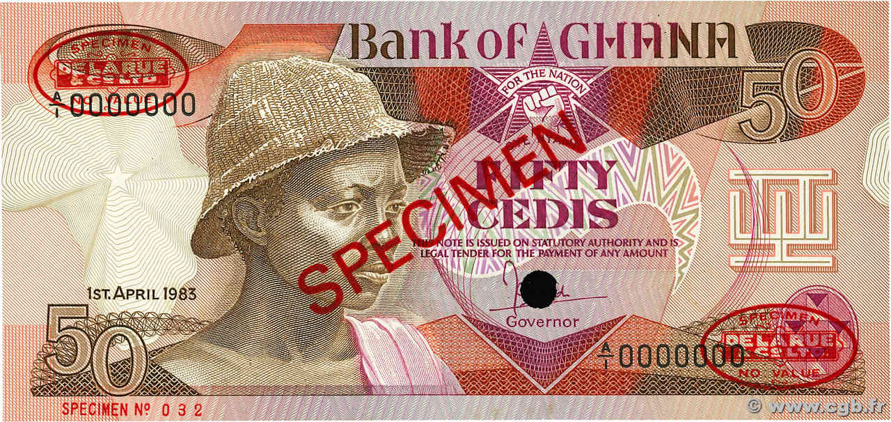 50 Cedis Spécimen GHANA  1983 P.25cs NEUF