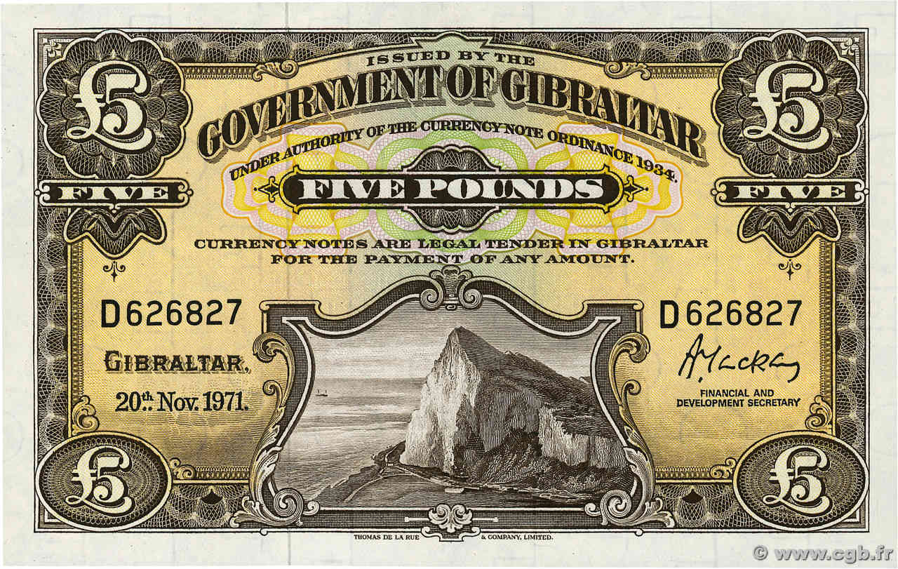 5 Pounds GIBRALTAR  1971 P.19b FDC