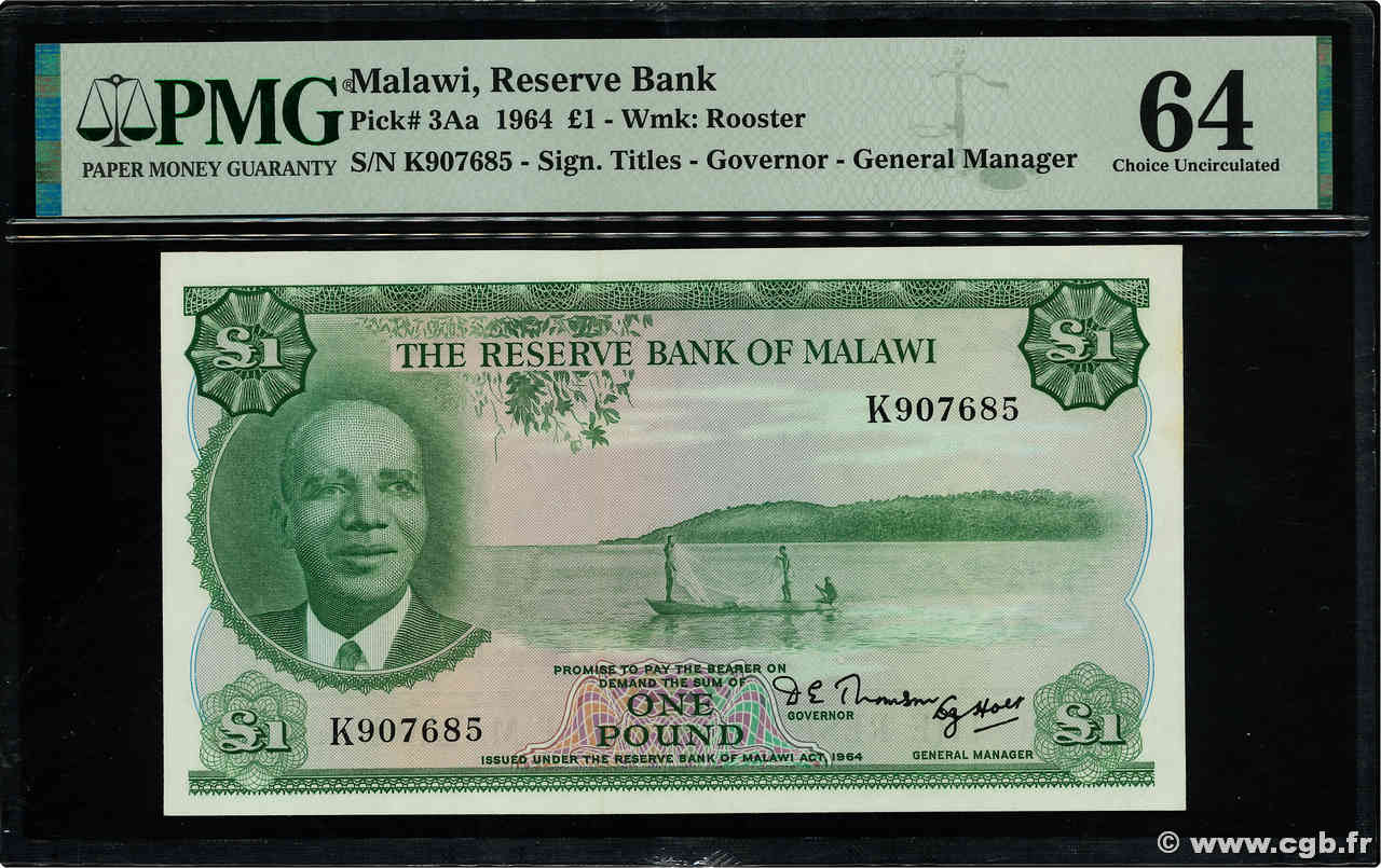 1 Pound MALAWI  1964 P.03Aa q.FDC