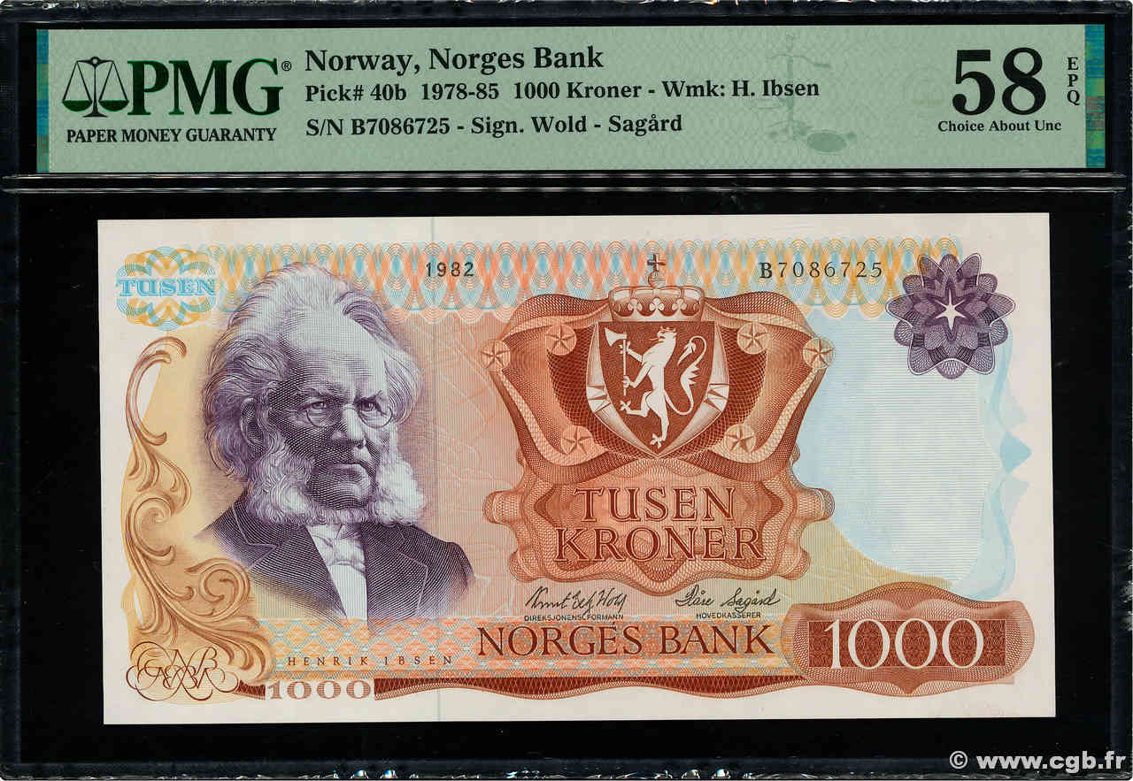 1000 Kroner NORVÈGE  1982 P.40b AU