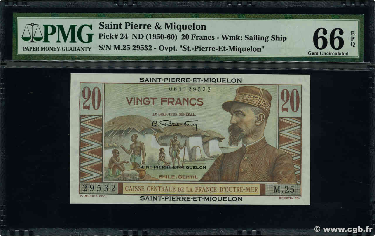 20 Francs SAN PEDRO Y MIGUELóN  1946 P.24 FDC