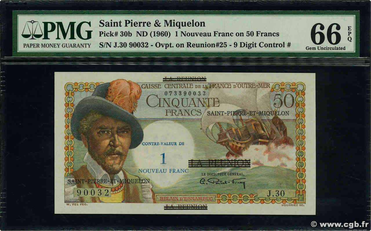 1 NF sur 50 Francs Belain d Esnambuc SAINT PIERRE AND MIQUELON  1960 P.30b UNC