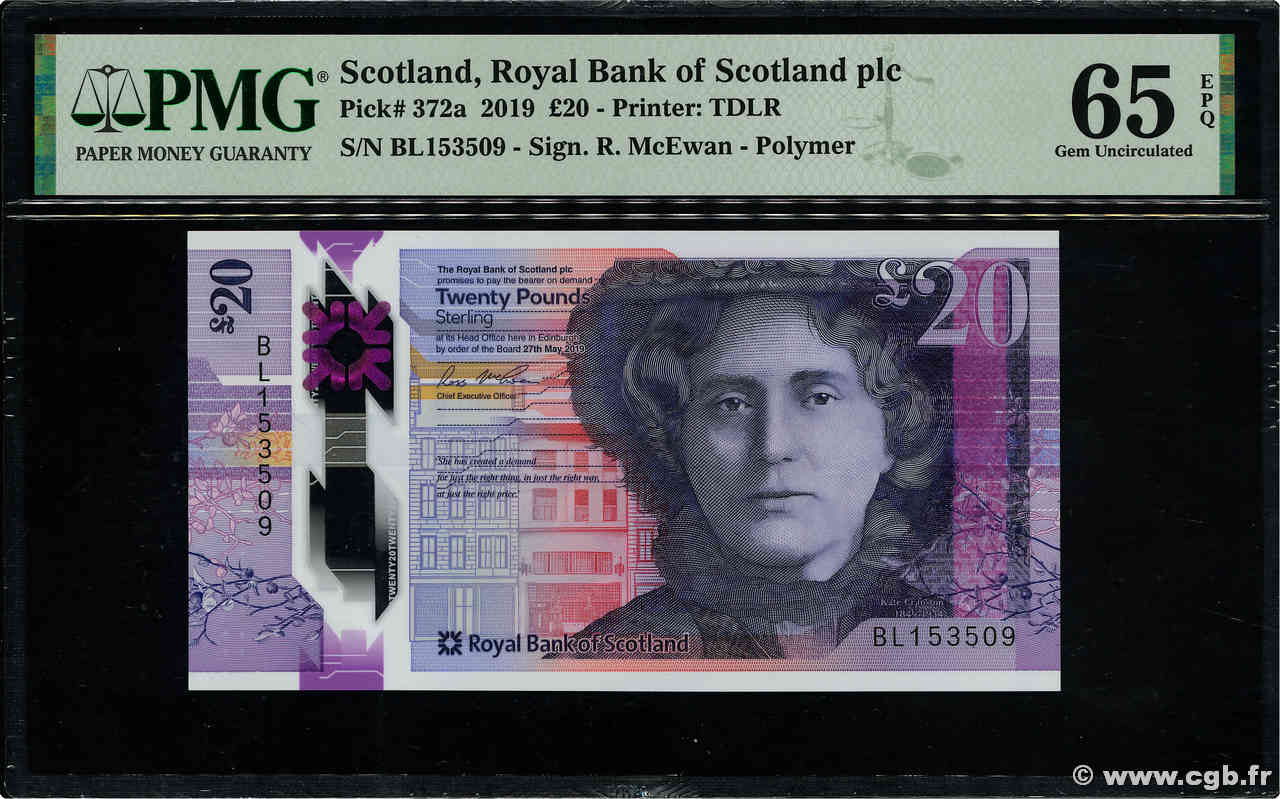 20 Pounds SCOTLAND  2019 P.372a UNC