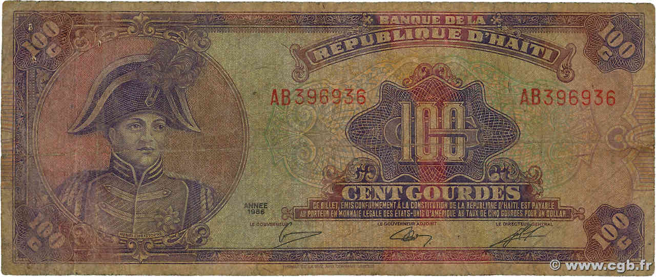 100 Gourdes HAÏTI  1986 P.250 B