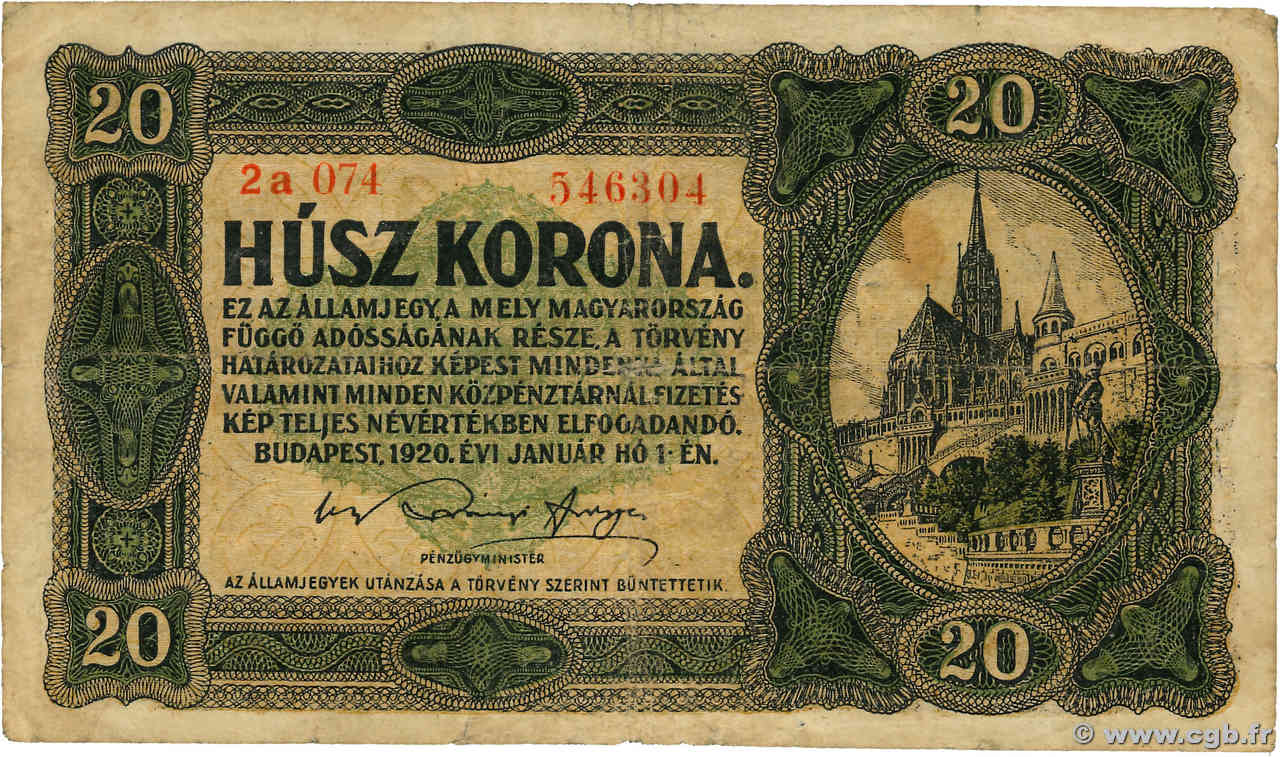 20 Korona HONGRIE  1920 P.061 TB