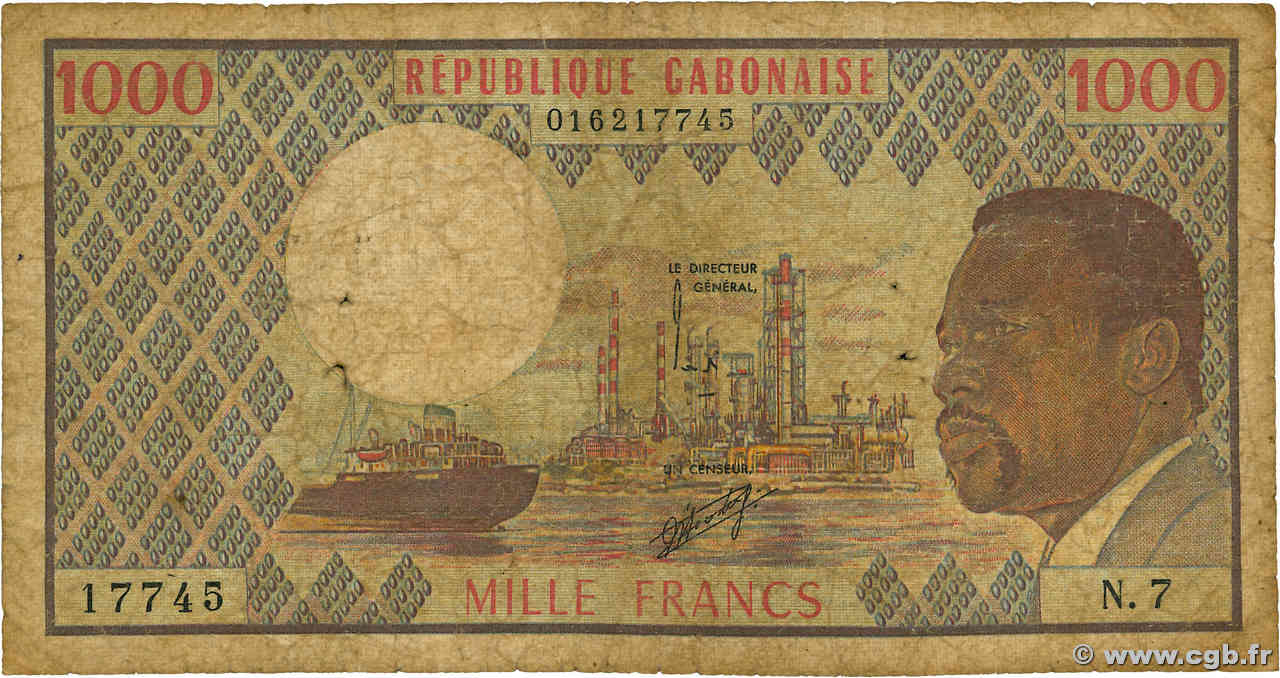 1000 Francs GABóN  1978 P.03c MC