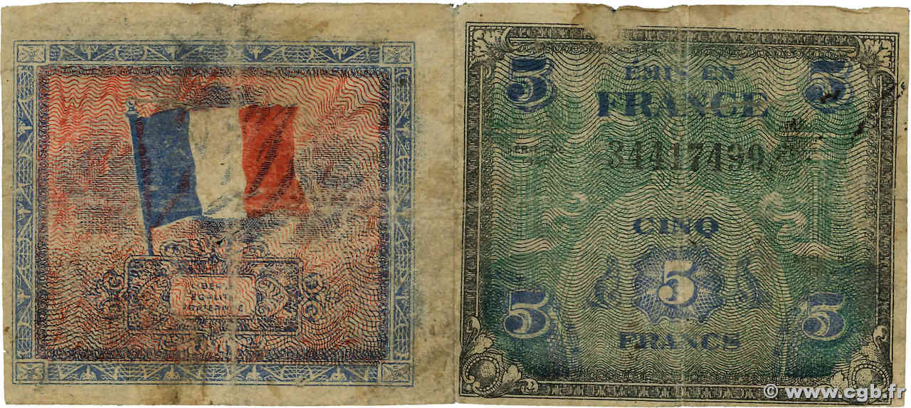 5 Francs FRANCE Regionalismus und verschiedenen  1944 Kleib.50 SGE