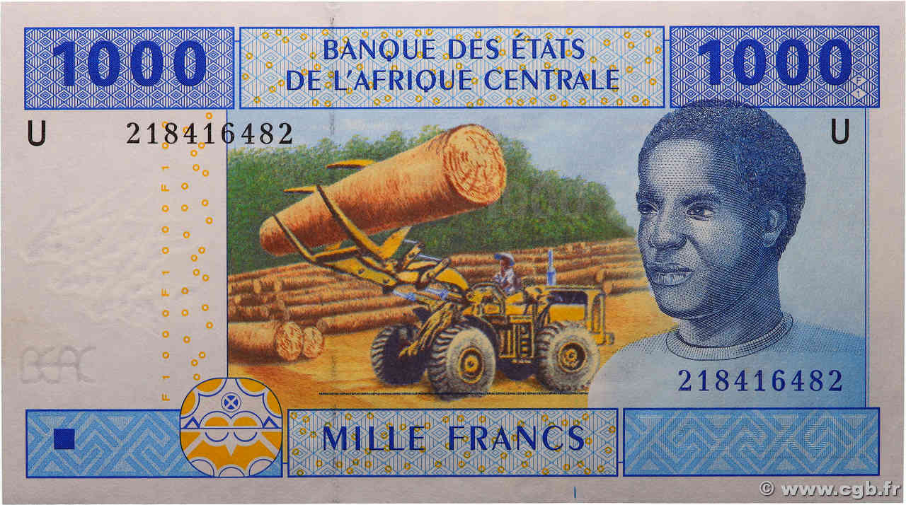 1000 Francs CENTRAL AFRICAN STATES  2002 P.207Ub UNC-