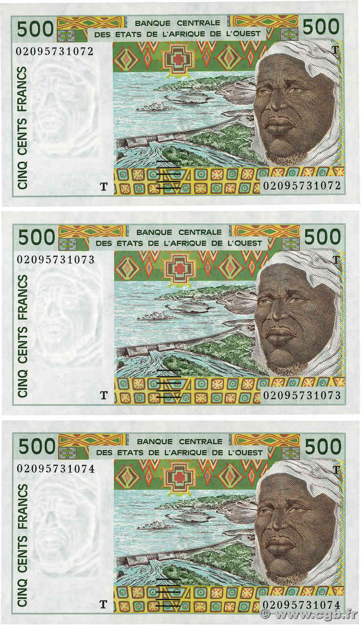 500 Francs Consécutifs ÉTATS DE L AFRIQUE DE L OUEST  2002 P.810Tm pr.SPL