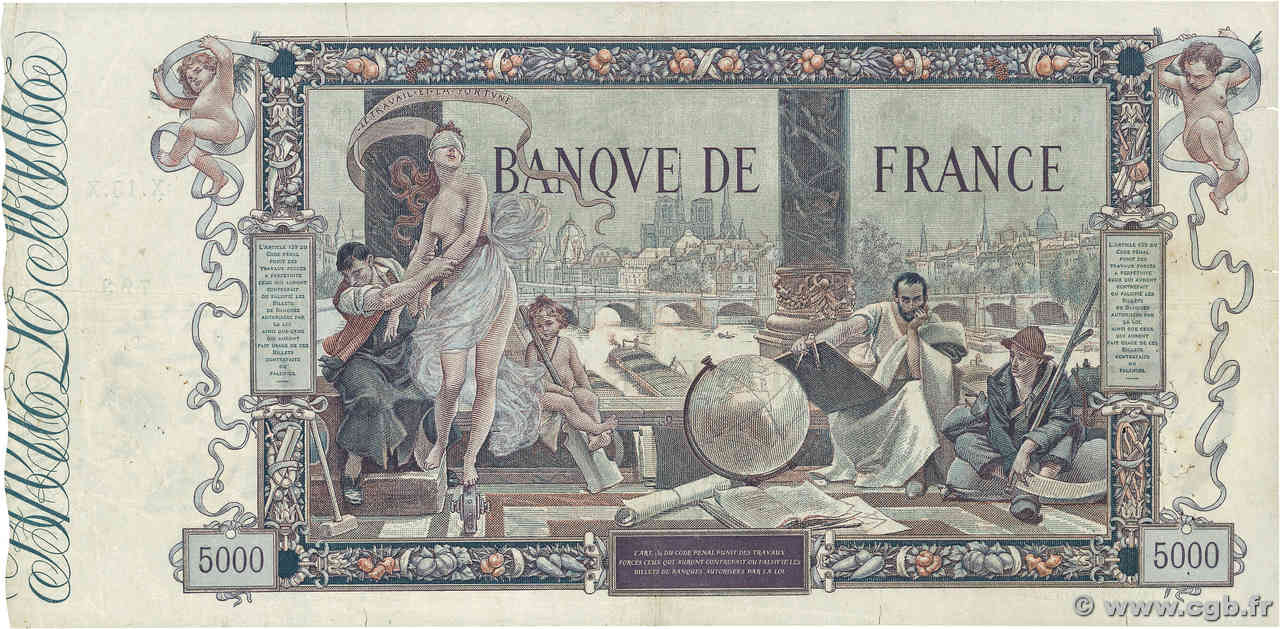 5000 Francs FLAMENG FRANCE 1918 F.43.01 514090 Billets