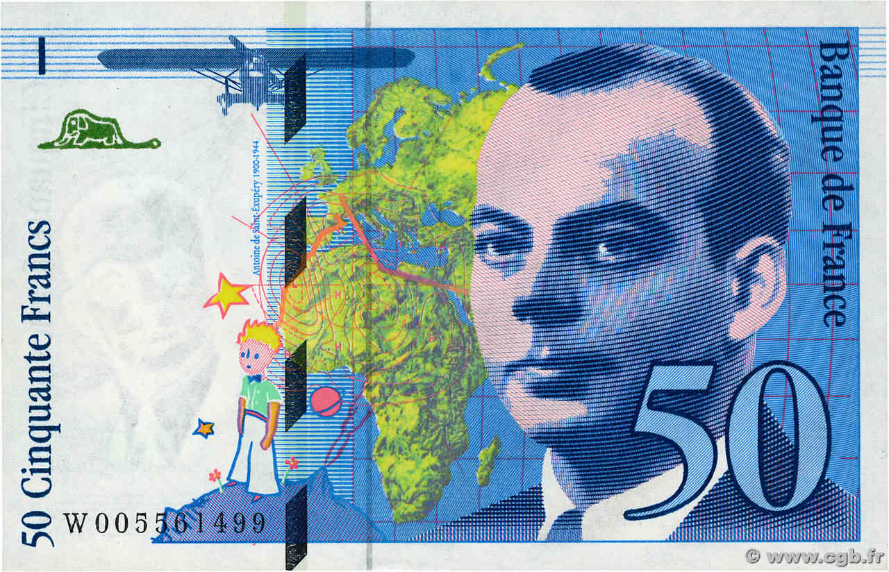 50 Francs SAINT-EXUPÉRY FRANCE  1993 F.72.02 AU+