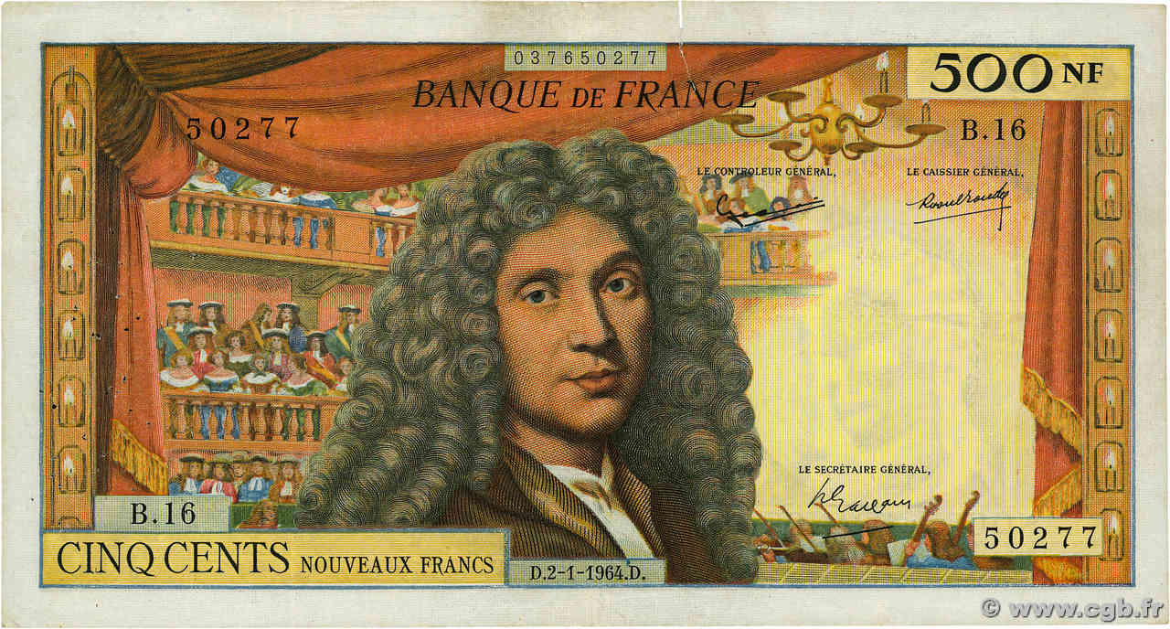500 Nouveaux Francs MOLIÈRE FRANCE  1964 F.60.06 F