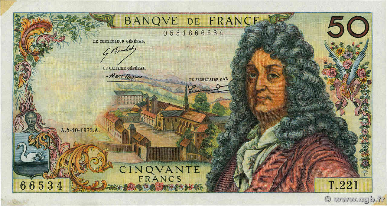 50 Francs RACINE FRANCIA  1973 F.64.24 MBC