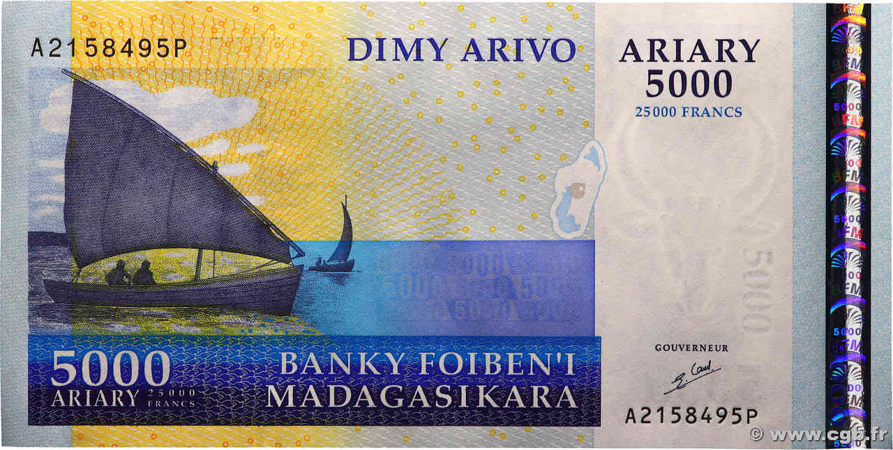 5000 Ariary MADAGASCAR  2009 P.091a pr.NEUF