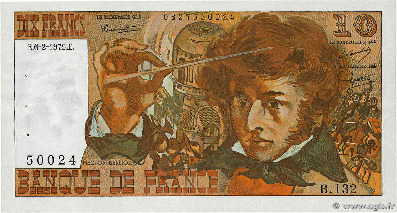 10 Francs BERLIOZ FRANKREICH  1975 F.63.08 VZ