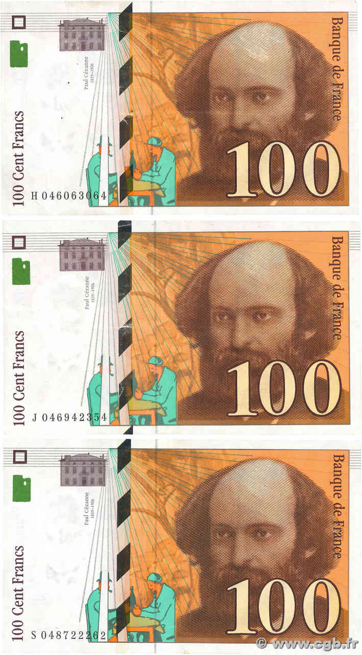 100 Francs CÉZANNE Lot FRANCE  1998 F.74.02 pr.TTB