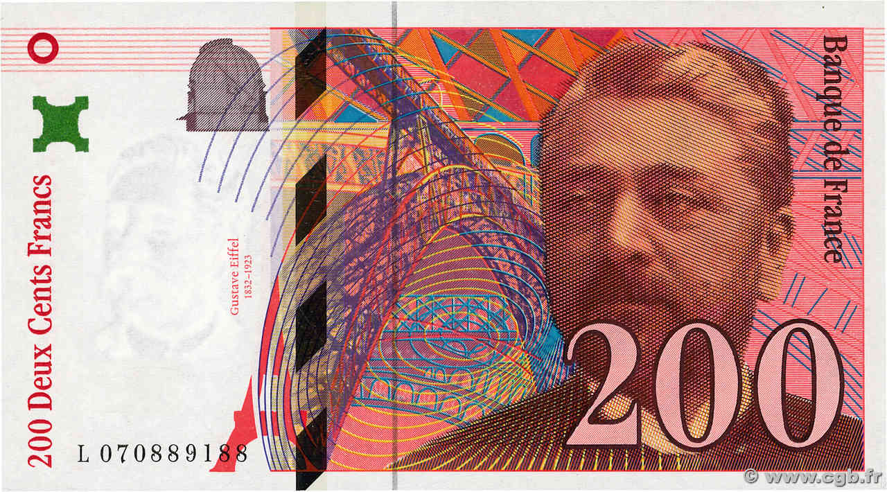 200 Francs EIFFEL FRANCE  1997 F.75.04b AU