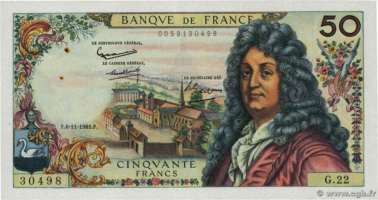 50 Francs RACINE FRANCIA  1962 F.64.02 EBC