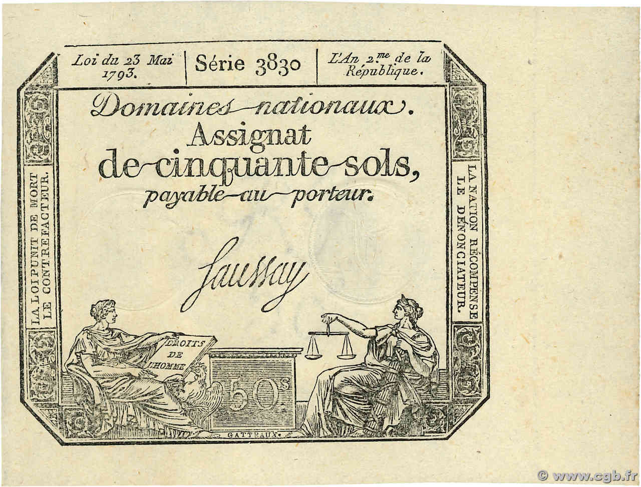 50 Sols FRANCE  1793 Ass.42c SPL