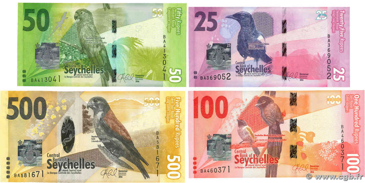 500 Rupees Lot SEYCHELLES  2016 P.48 au P.51 UNC