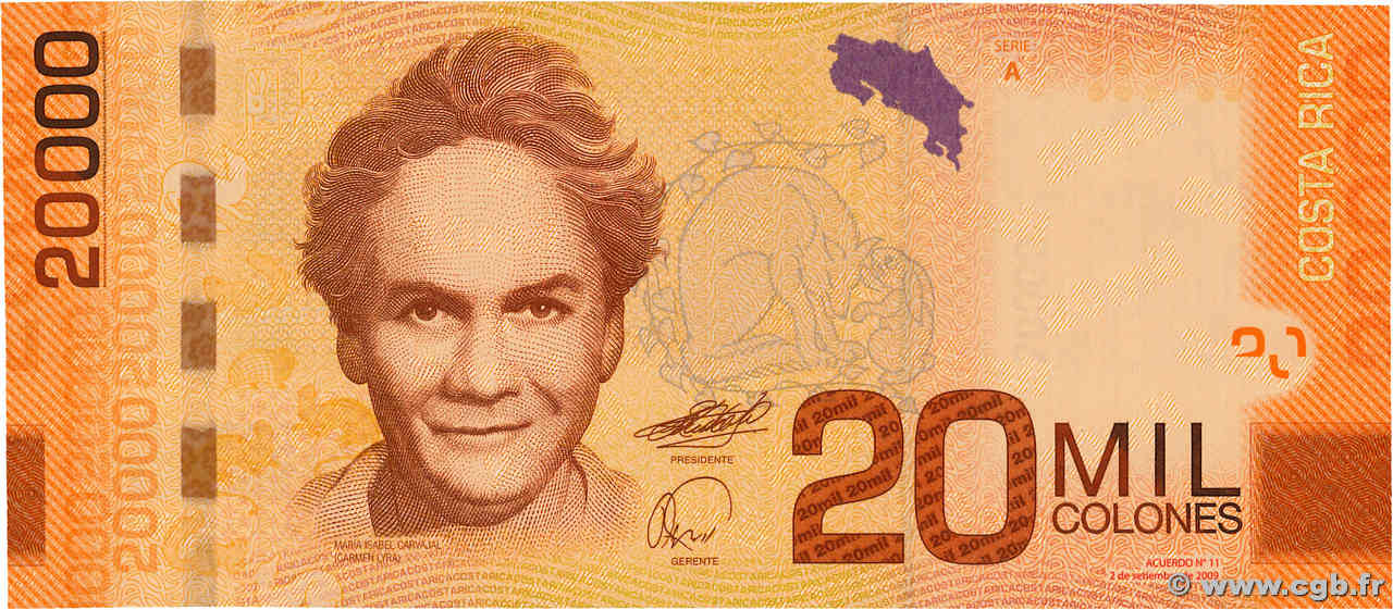 20000 Colones COSTA RICA  2009 P.278a UNC-