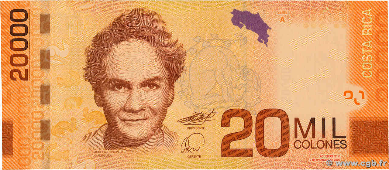 20000 Colones COSTA RICA  2009 P.278a SC+