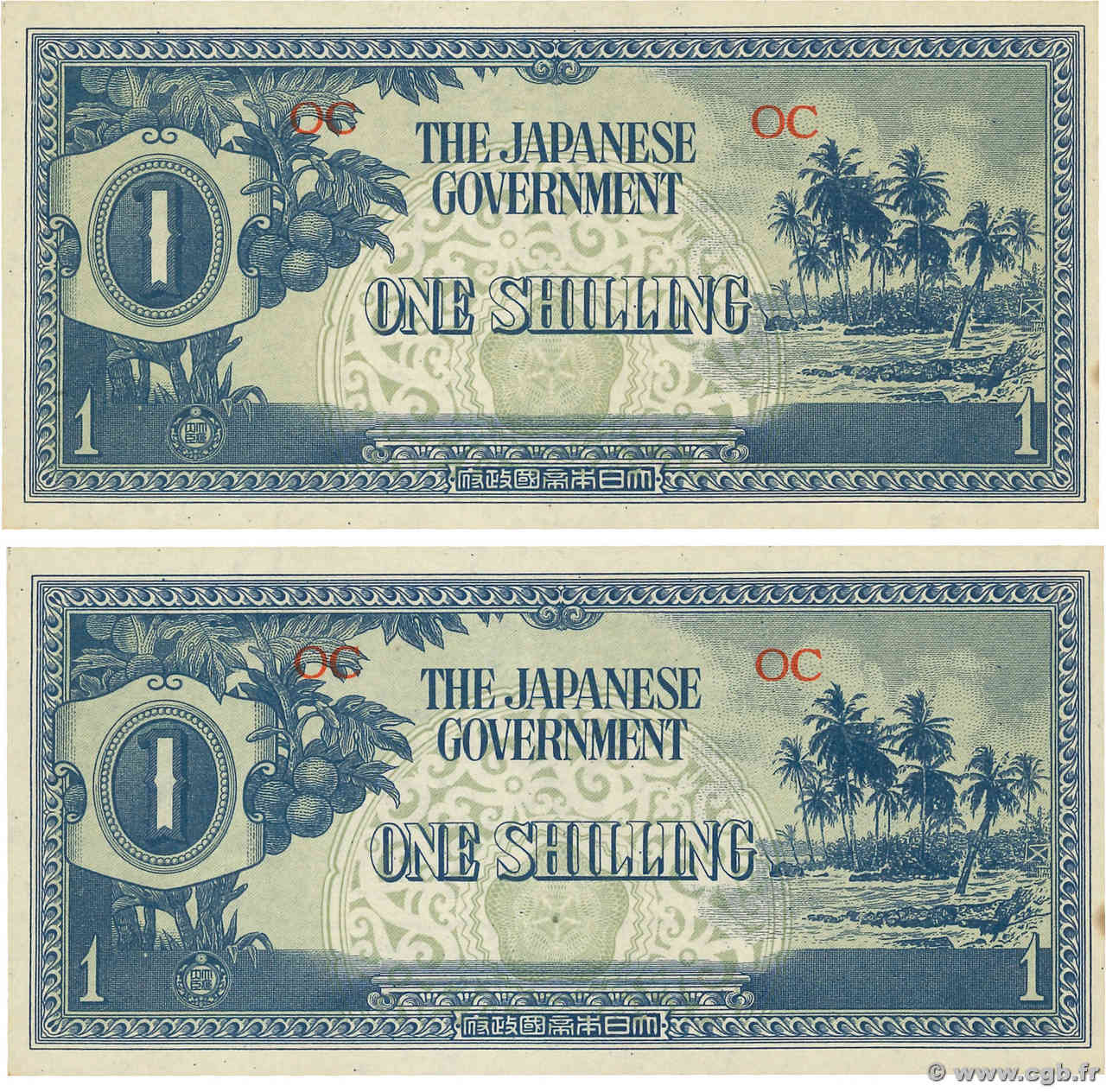 1 Shilling Lot OCÉANIE  1942 P.02a pr.NEUF