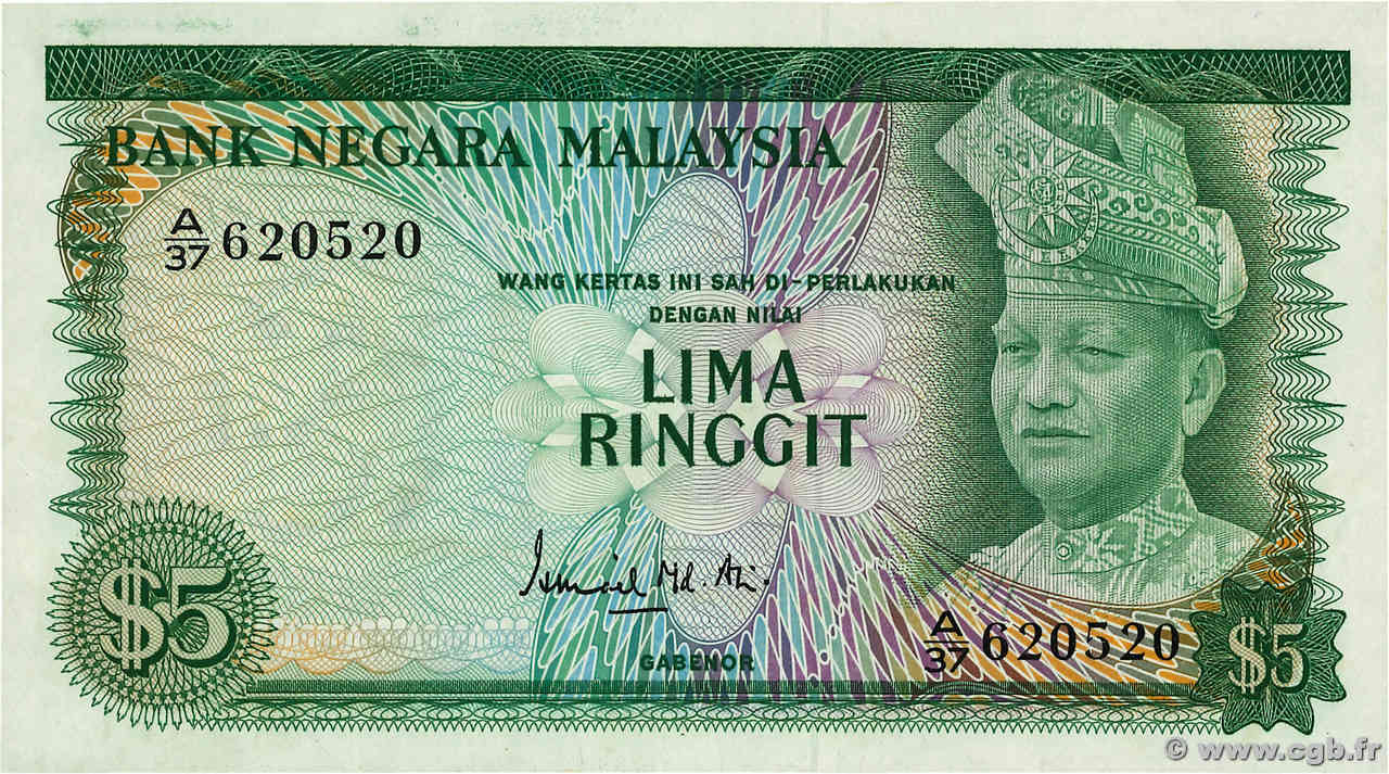 5 Ringitt MALAYSIA  1972 P.02 UNC