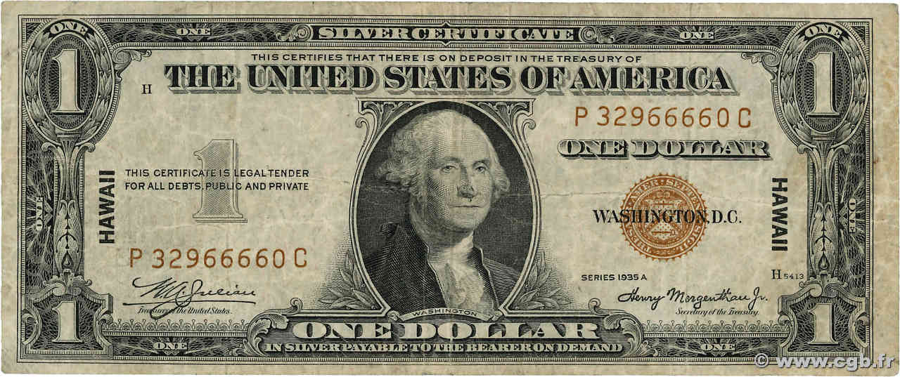 1 Dollar HAWAII  1935 P.36a B+