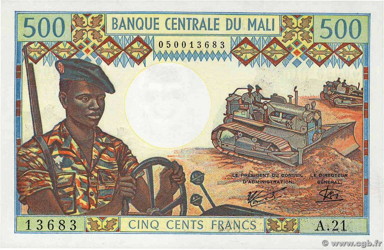 500 Francs MALí  1973 P.12e FDC