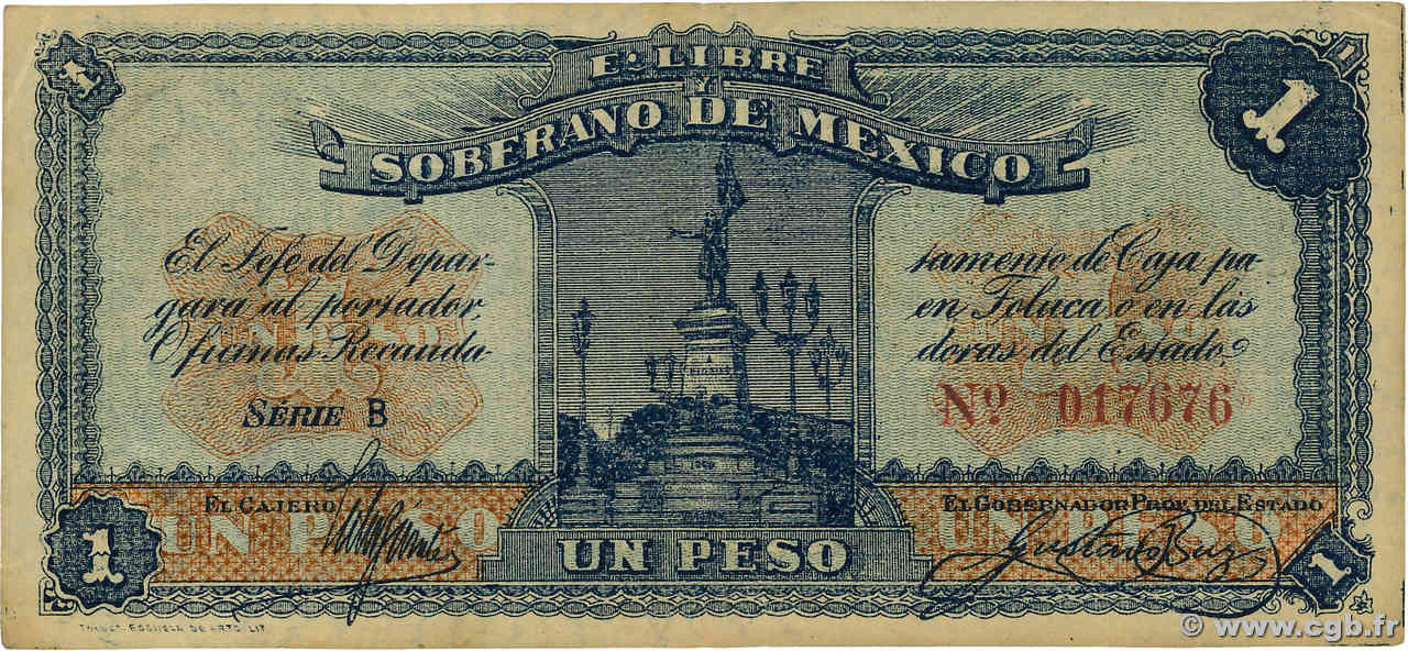 1 Peso MEXIQUE Toluca 1915 PS.0881 SUP