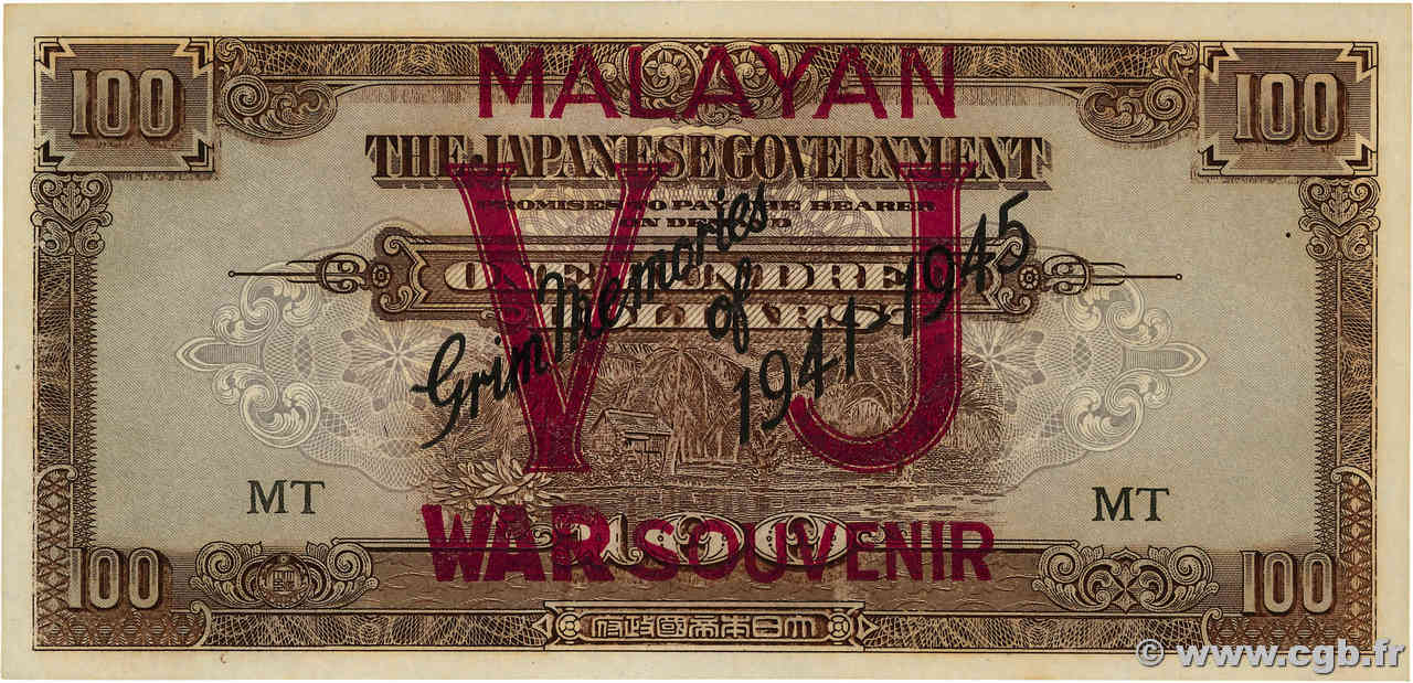 100 dollars MALAYA  1944 P.M08b ST