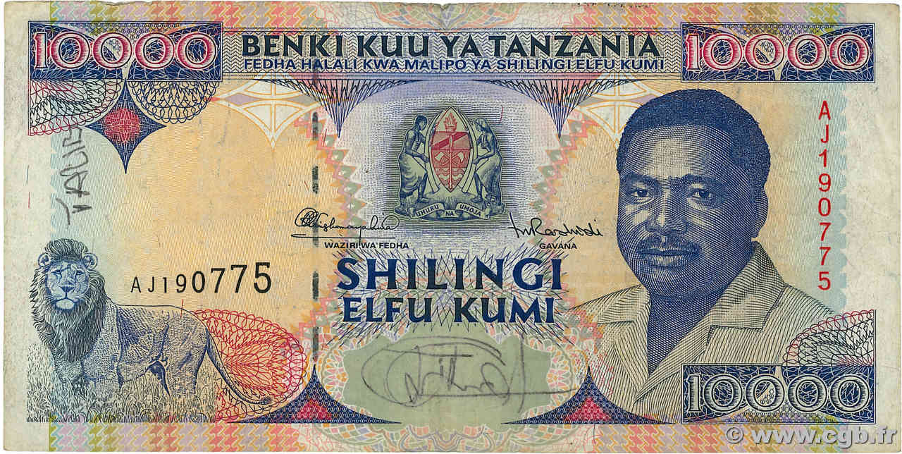 10000 Shilingi TANZANIA  1995 P.29 G