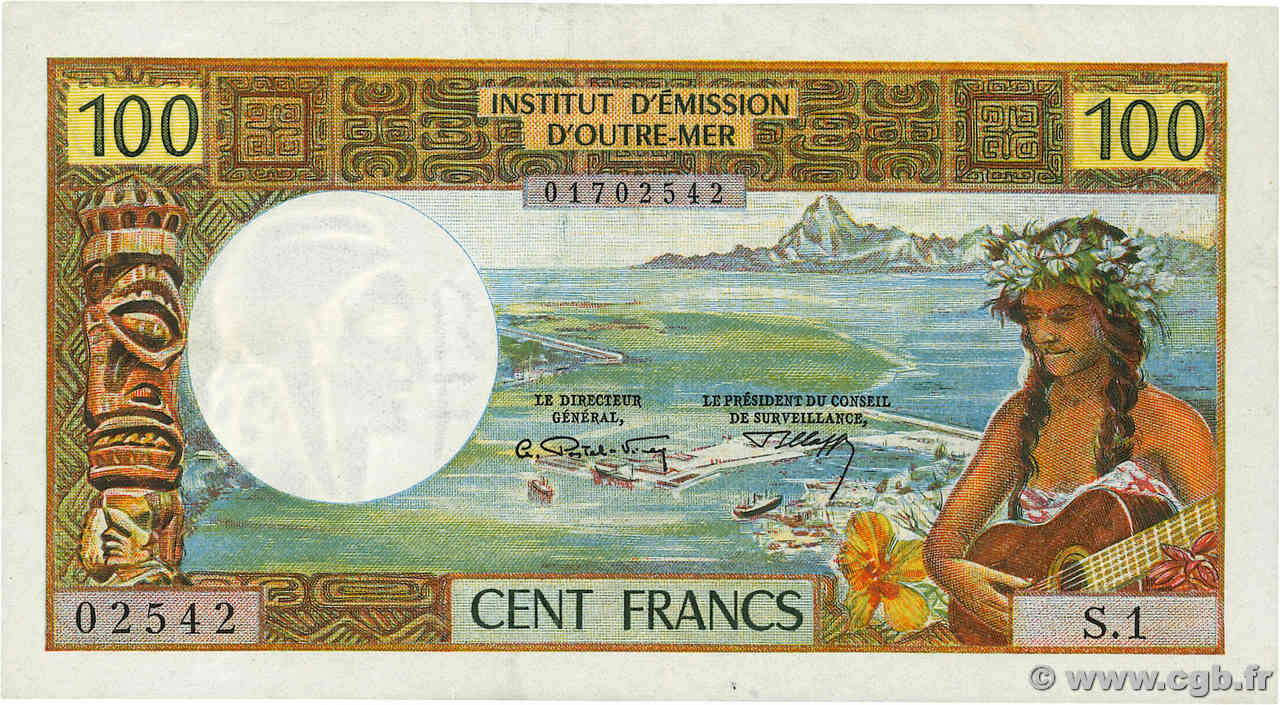 100 Francs TAHITI  1969 P.23 MBC