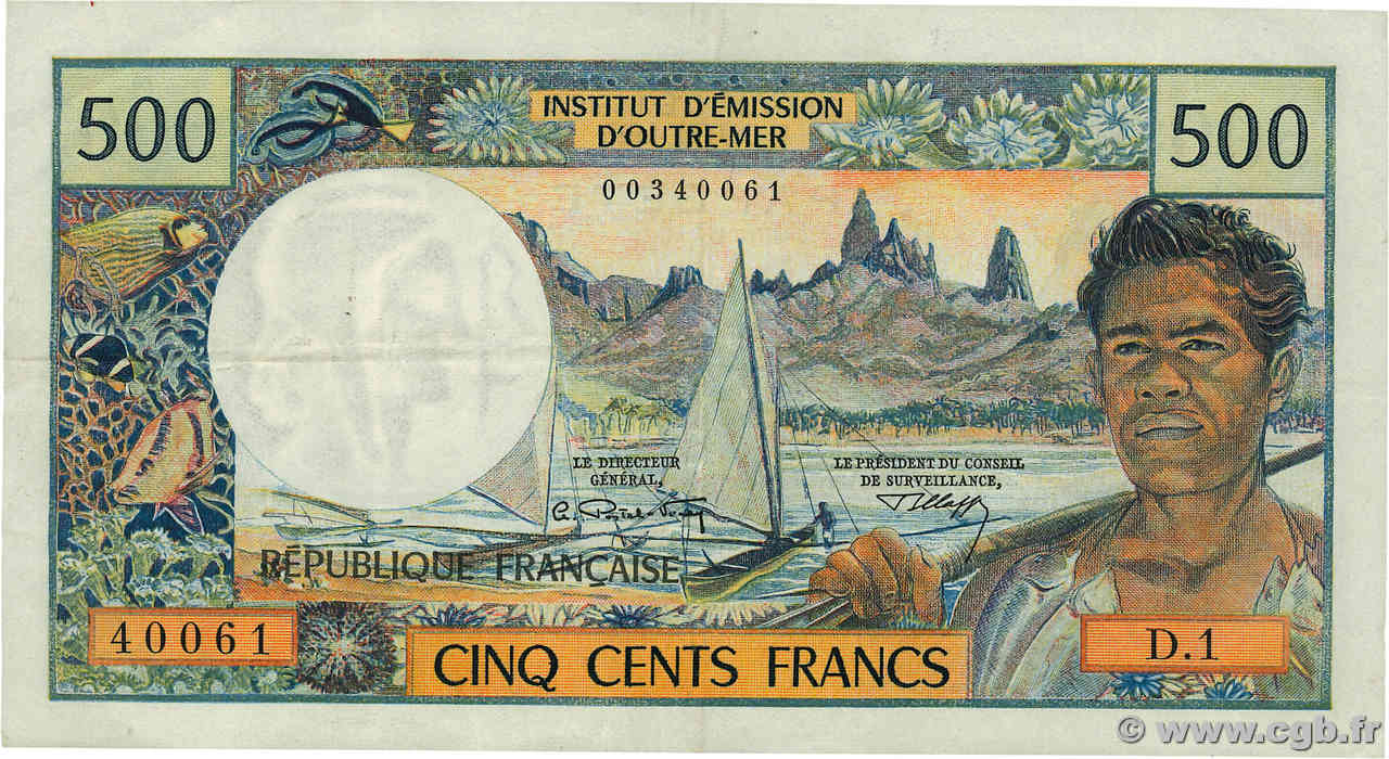 500 Francs TAHITI  1970 P.25a TTB