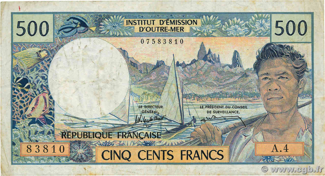 500 Francs TAHITI  1985 P.25d MB
