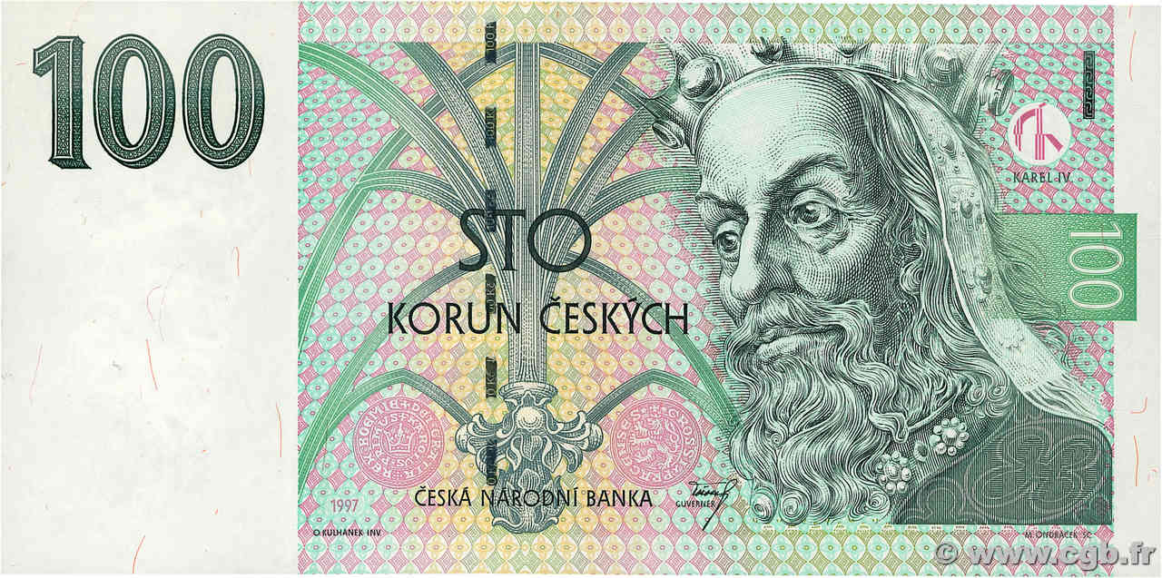 100 Korun CZECH REPUBLIC  1997 P.18b UNC-