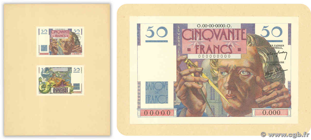 50 Francs LE VERRIER Épreuve FRANCIA  1946 F.20.00E AU