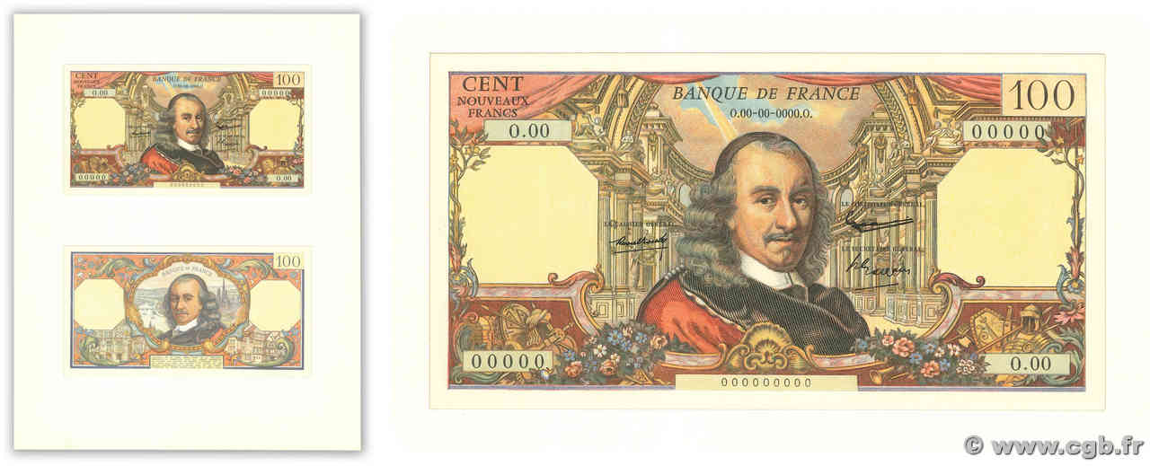 100 Nouveaux Francs CORNEILLE Non émis FRANCIA  1964 F.65.00E var FDC