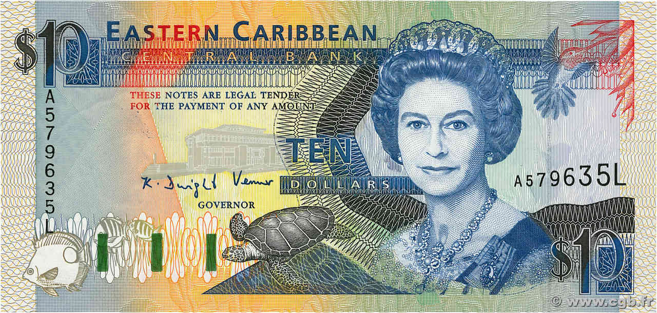 10 Dollars EAST CARIBBEAN STATES  1993 P.27l fST+