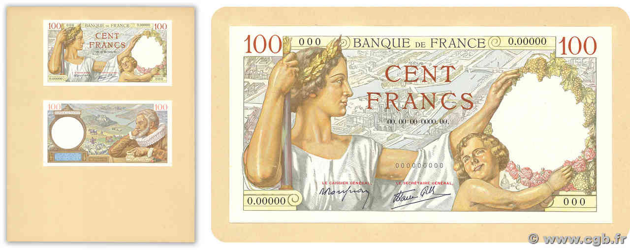 100 Francs SULLY Épreuve FRANCIA  1939 F.26.00E SPL