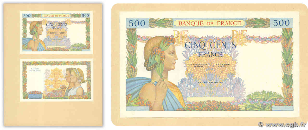 500 Francs LA PAIX Épreuve FRANCIA  1940 F.32.00E AU