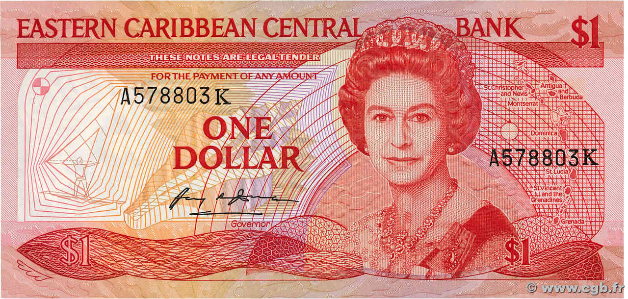 1 Dollar EAST CARIBBEAN STATES  1985 P.17k UNC-