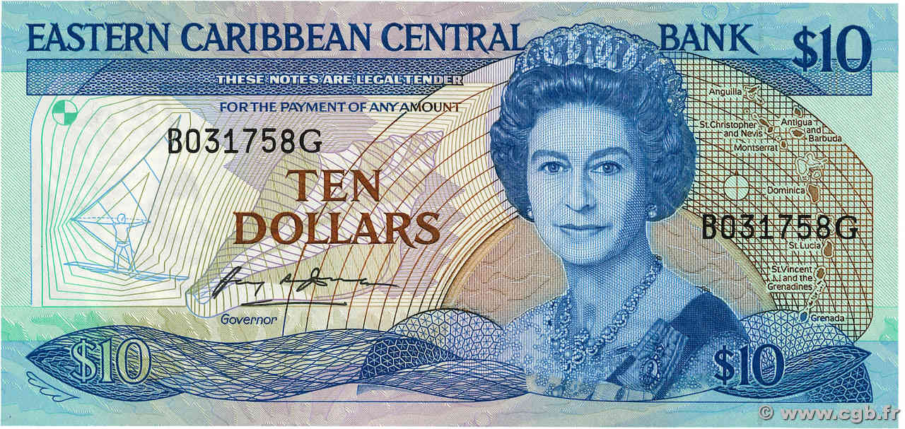 10 Dollars EAST CARIBBEAN STATES  1985 P.23g AU