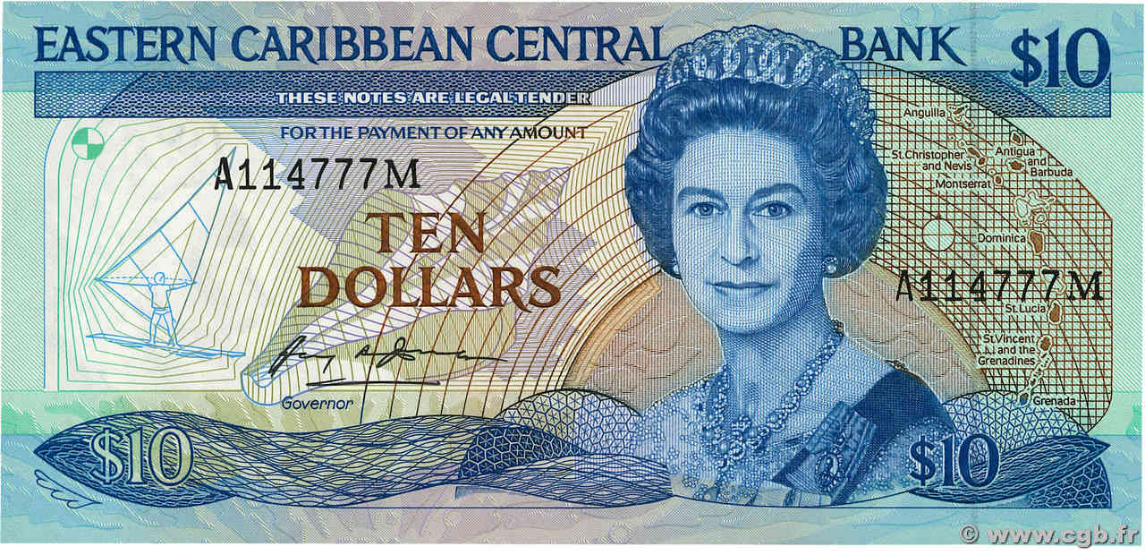 10 Dollars EAST CARIBBEAN STATES  1985 P.23m UNC