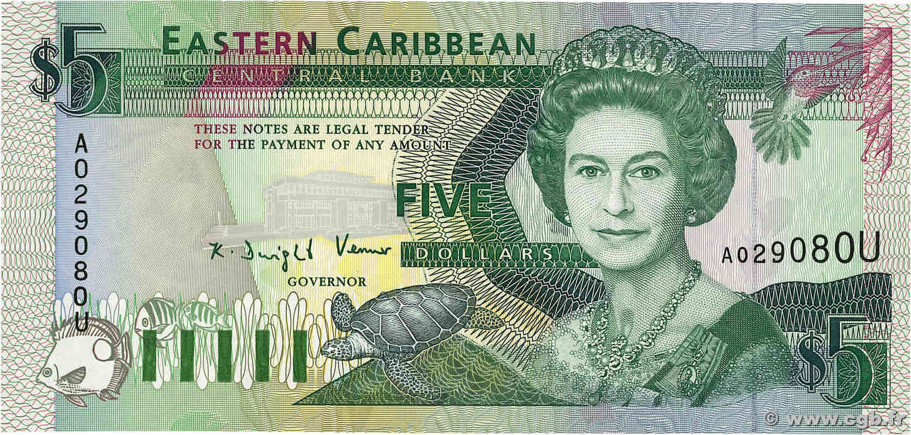 5 Dollars EAST CARIBBEAN STATES  1993 P.26u ST
